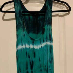 Maxi dress, hi-low, tie-dye green / black